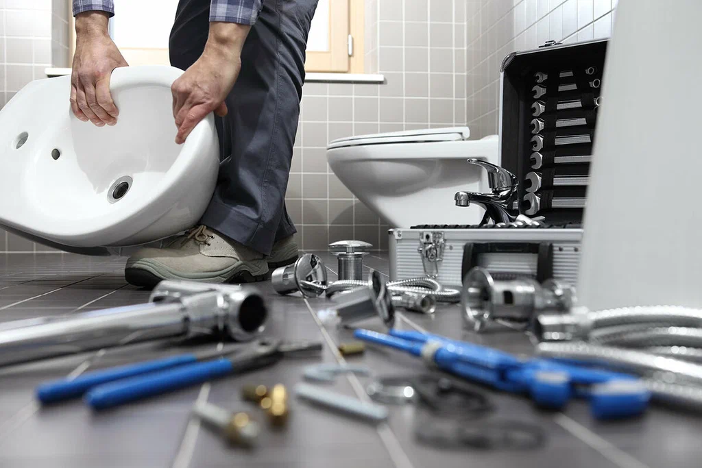 Plumbing tools prepared for a bathroom repair in Maitland